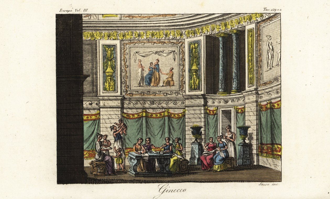 Scene i et gynaeceum, kvindekvarter, det antikke Grækenland af Unbekannt