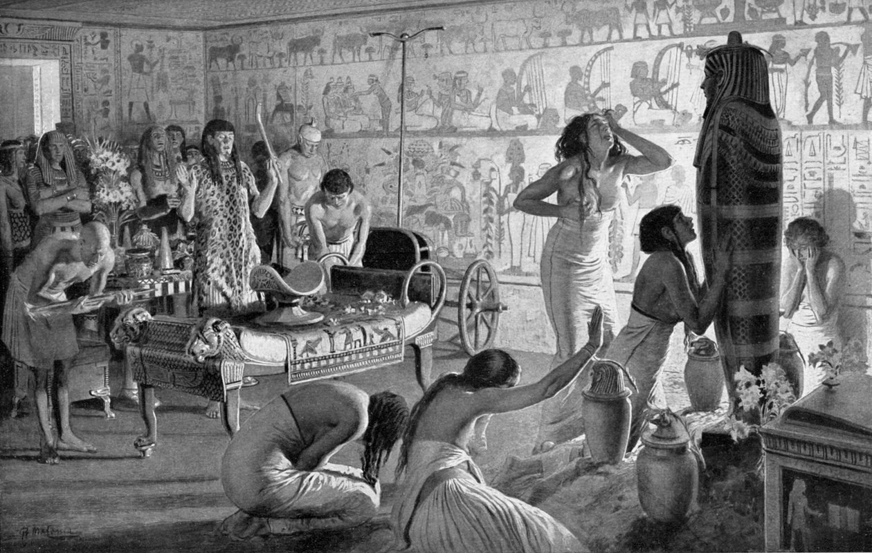 Sorgscene ved Tutankhamons begravelsestempel, Egypten, 1325 f.Kr. 1933-1934 af Unbekannt