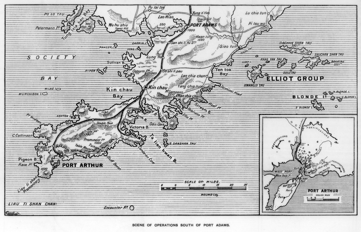Scene for operationer syd for Port Adams, Manchuriet, russisk-japanske krig, 1905 af Unbekannt