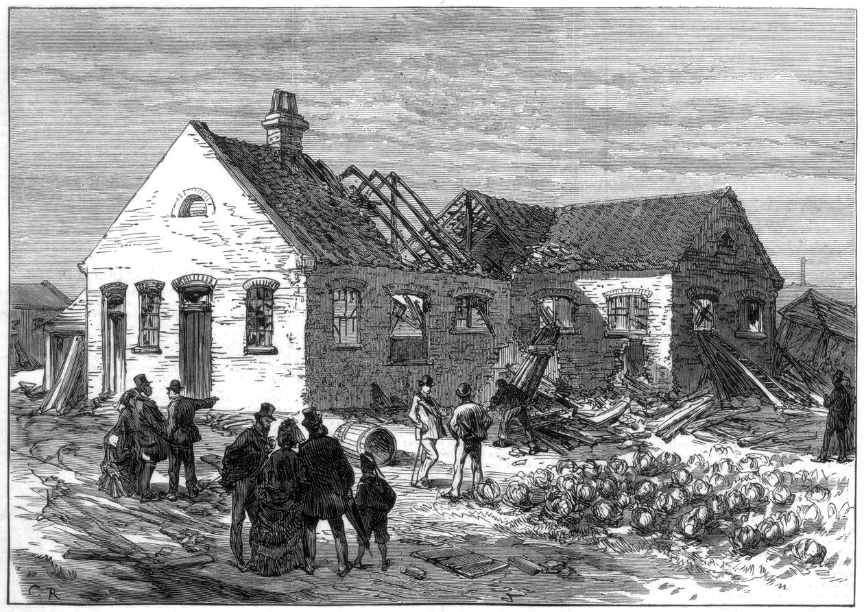 Scene fra eksplosionen på Cartridge-fabrikken, Greenwich Marshes, 1872 af Unbekannt
