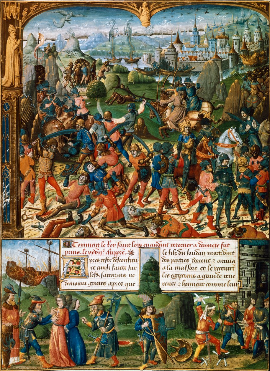 Scener fra det syvende korstog, 1248-1254 1400-tallet af Unbekannt
