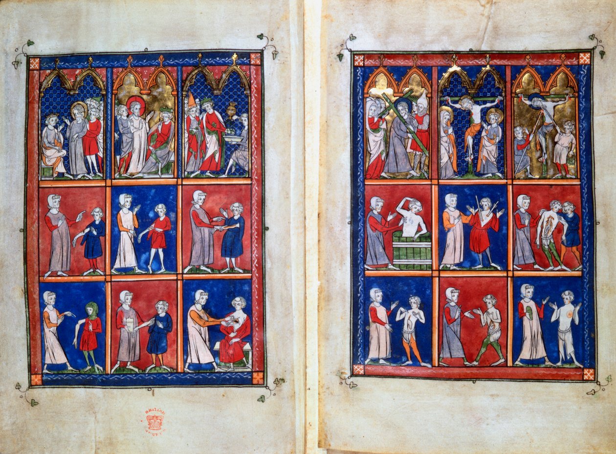 Scener fra Kristi liv og læger med patienter, c1300 af Unbekannt