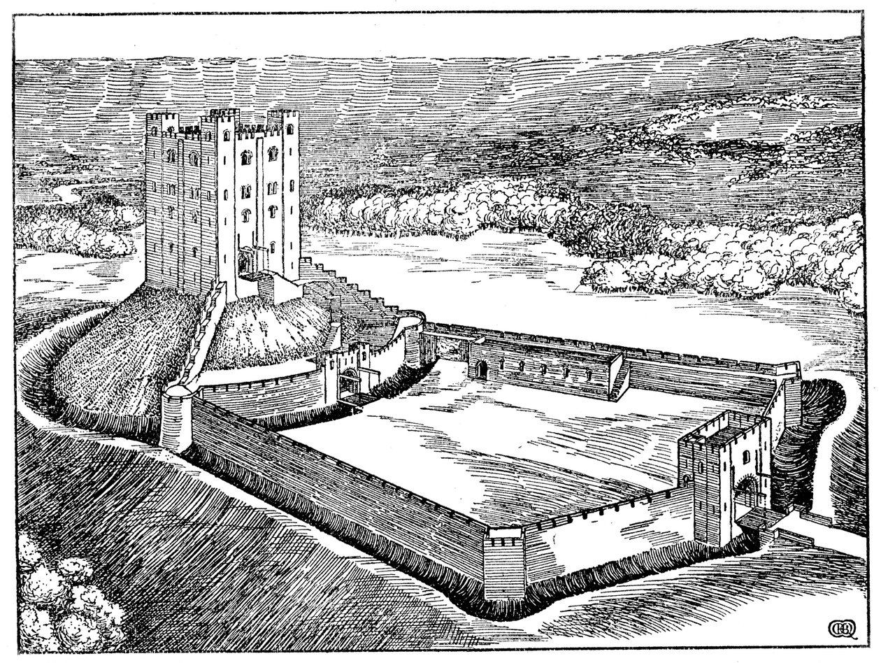 Skema af et normannisk slot baseret på Castle Hedingham, Essex, England af Unbekannt