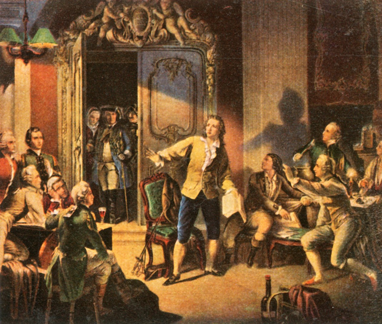 Schiller læser sit første skuespil, Die Räuber The Robbers, 1936. af Unbekannt