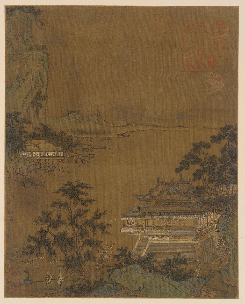 Forsker ankommer til en Riverside Pavillion, Ming-dynastiet, 1400-tallet. af Unbekannt