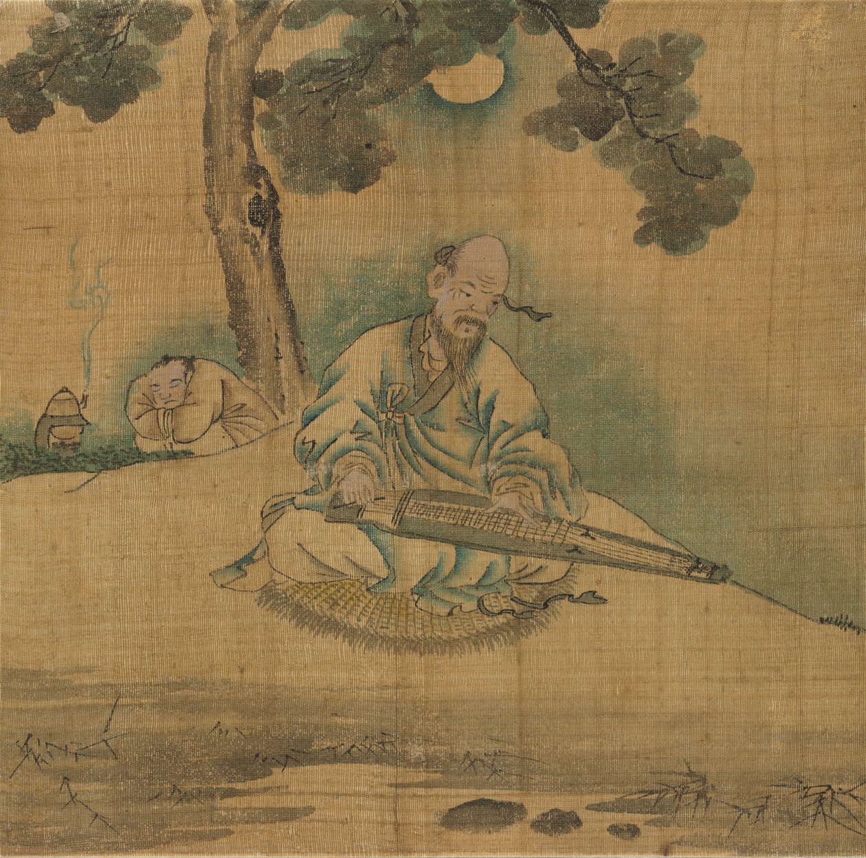 Scholar spiller en Qin, 1800-tallet. af Unbekannt