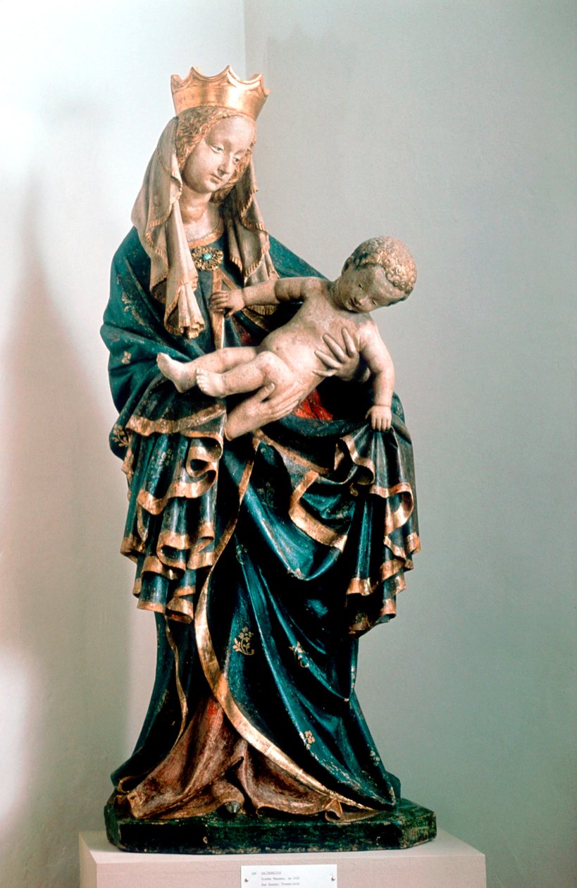 Schone Madonna, malet statue, fra Pfarrkirche, Bad Aussee, Østrig af Unbekannt