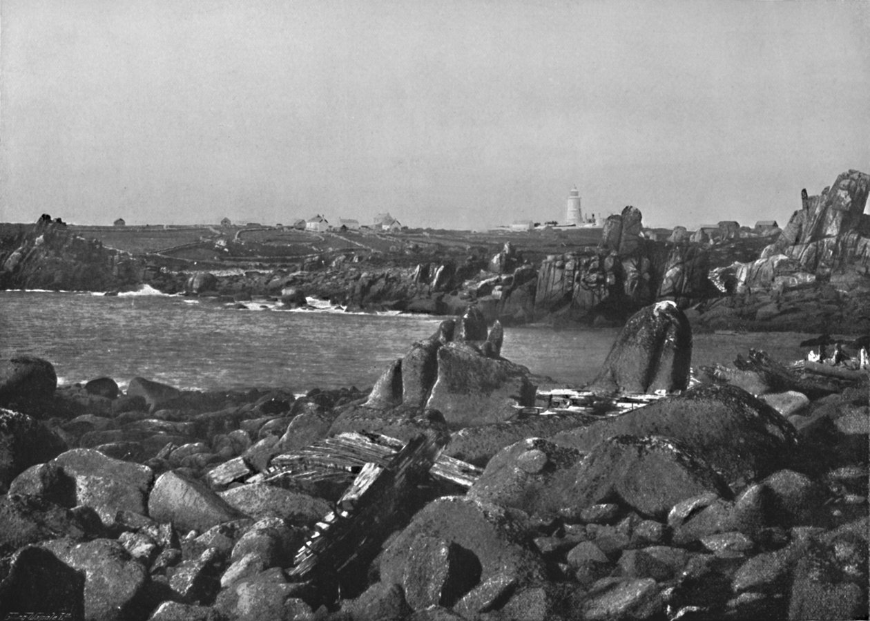 Scilly Islands - the Cove and Lighthouse, St. Agnes, 1895 af Unbekannt