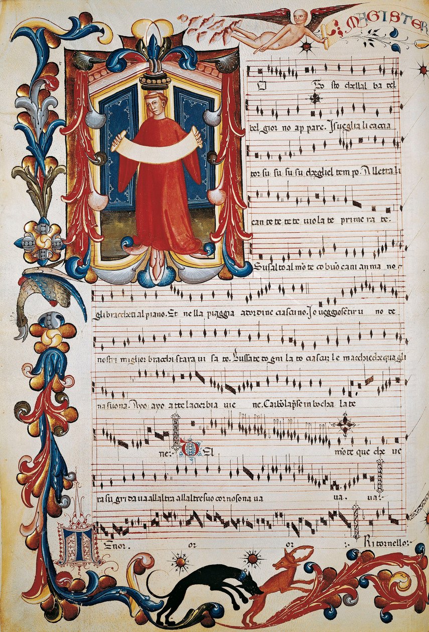 Score med belysning i Squarcialupi Codex, c.1410-1415 af Unbekannt