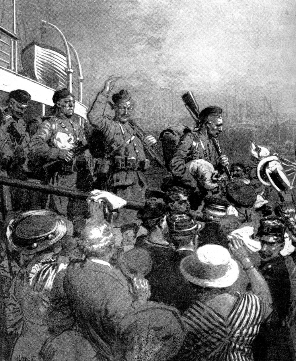 Skotske højlændere fra den britiske ekspeditionsstyrke i Boulogne, Frankrig, Første Verdenskrig, 1914 af Unbekannt