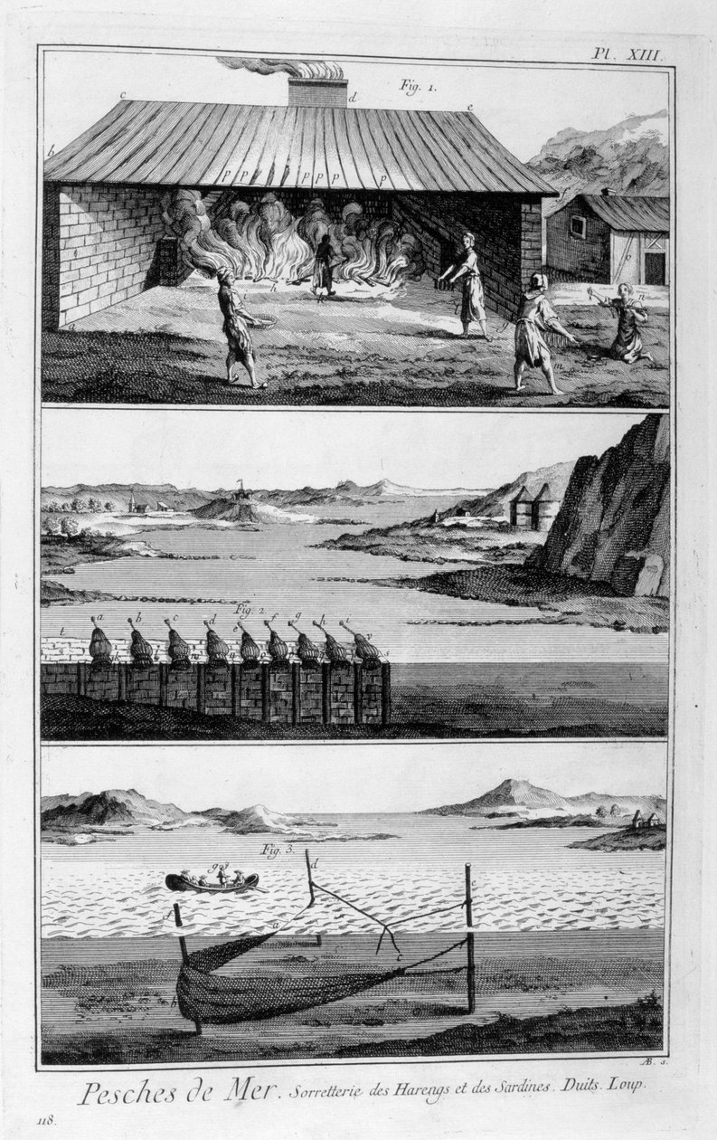 Havfiskeri, sild og sardiner, 1751-1777 af Unbekannt