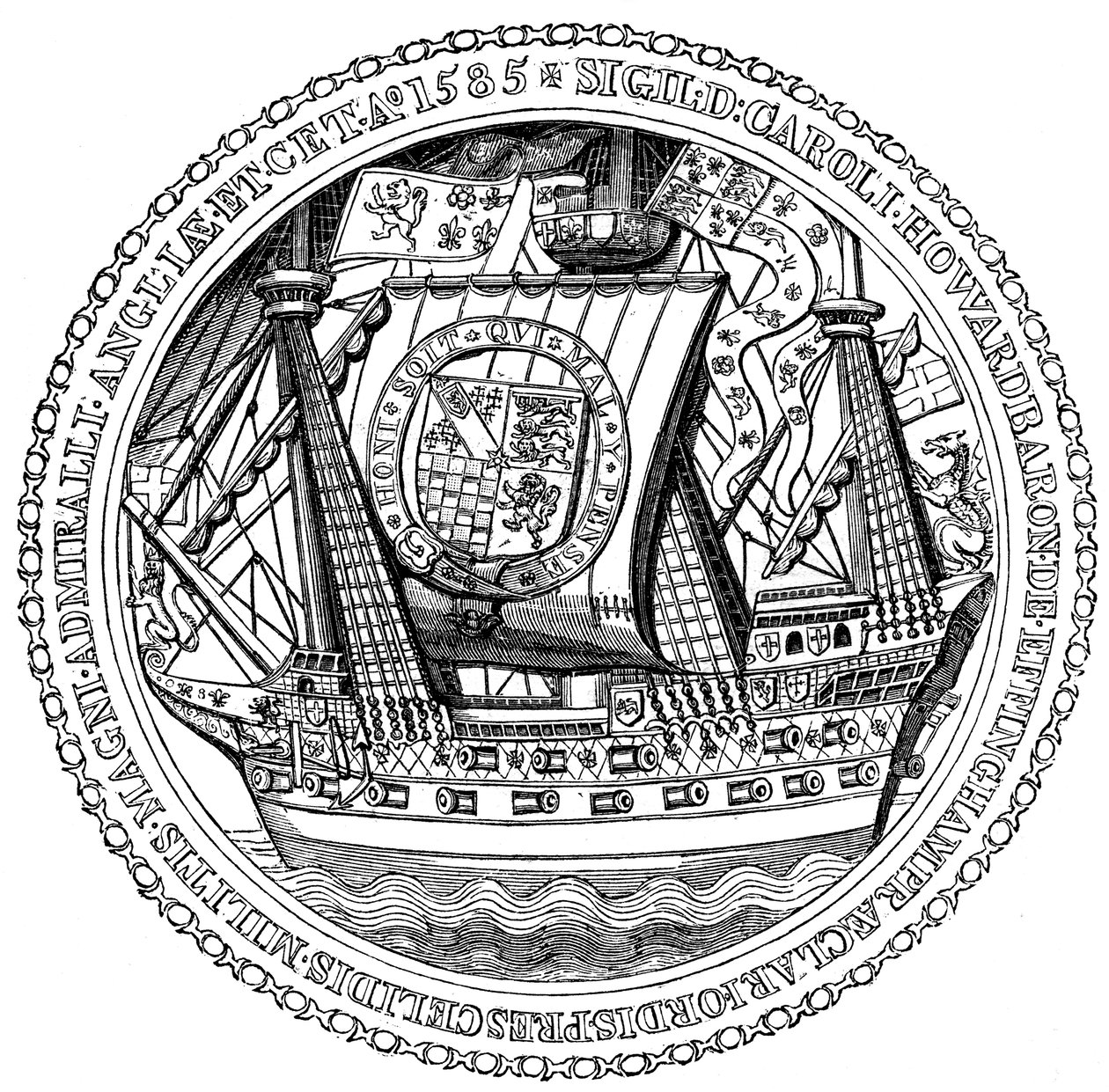 Segl og autograf af Lord High Admiral, Charles, Lord Howard af Nottingham, 1585 af Unbekannt