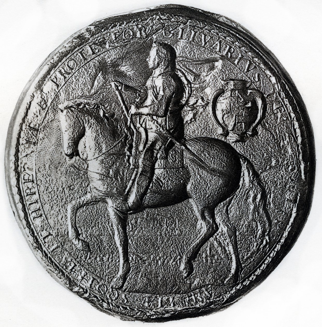 Protektoratets segl med Oliver Cromwell til hest, 1600-tallet, 1899 af Unbekannt