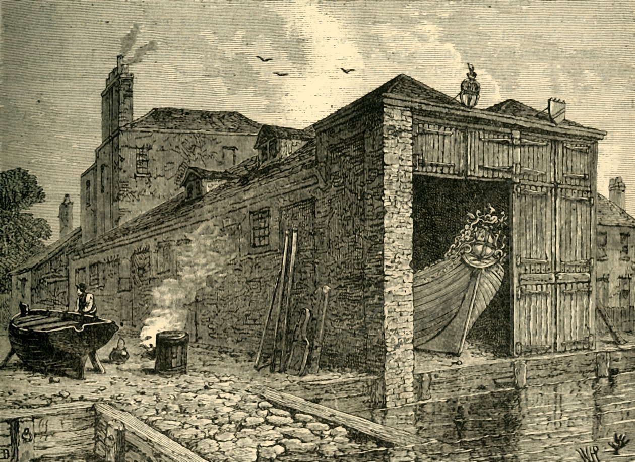 Searles Boat-Yard i 1830, c1878. af Unbekannt