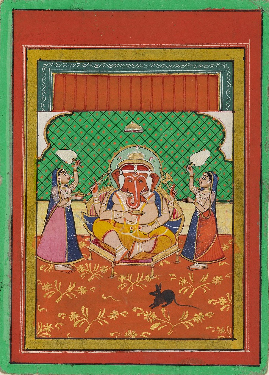 Siddende Ganesha med ledsagere, begyndelsen af det 20. århundrede af Unbekannt