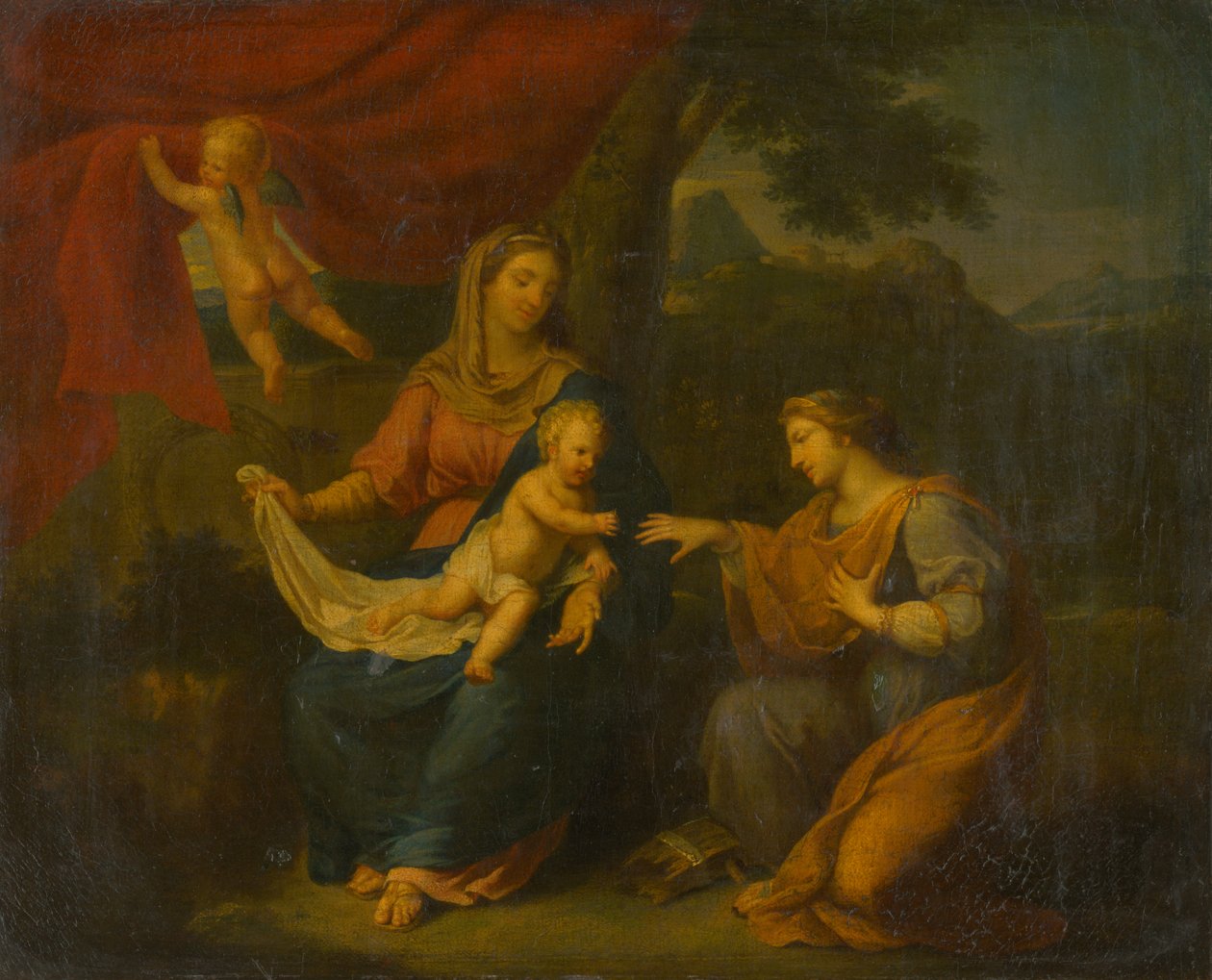 Siddende Madonna med St. Catherine af Unbekannt