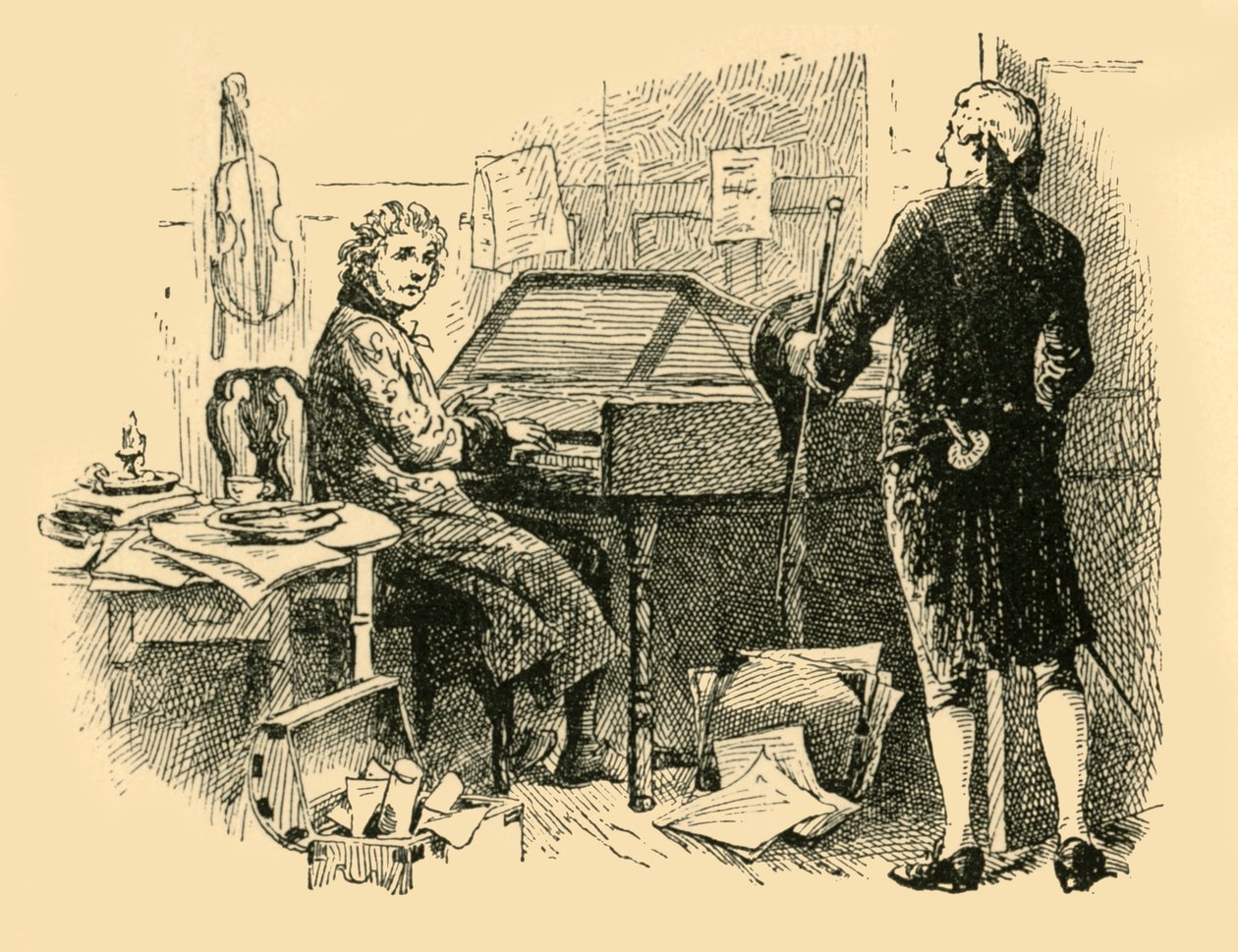 Siddende foran et gammelt, slidt klaver, 1907. af Unbekannt