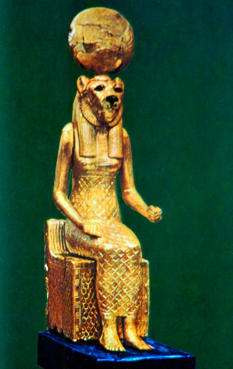 Siddende statuette af den gamle egyptiske gudinde Sekhmet, 16.-13. århundrede f.Kr. af Unbekannt