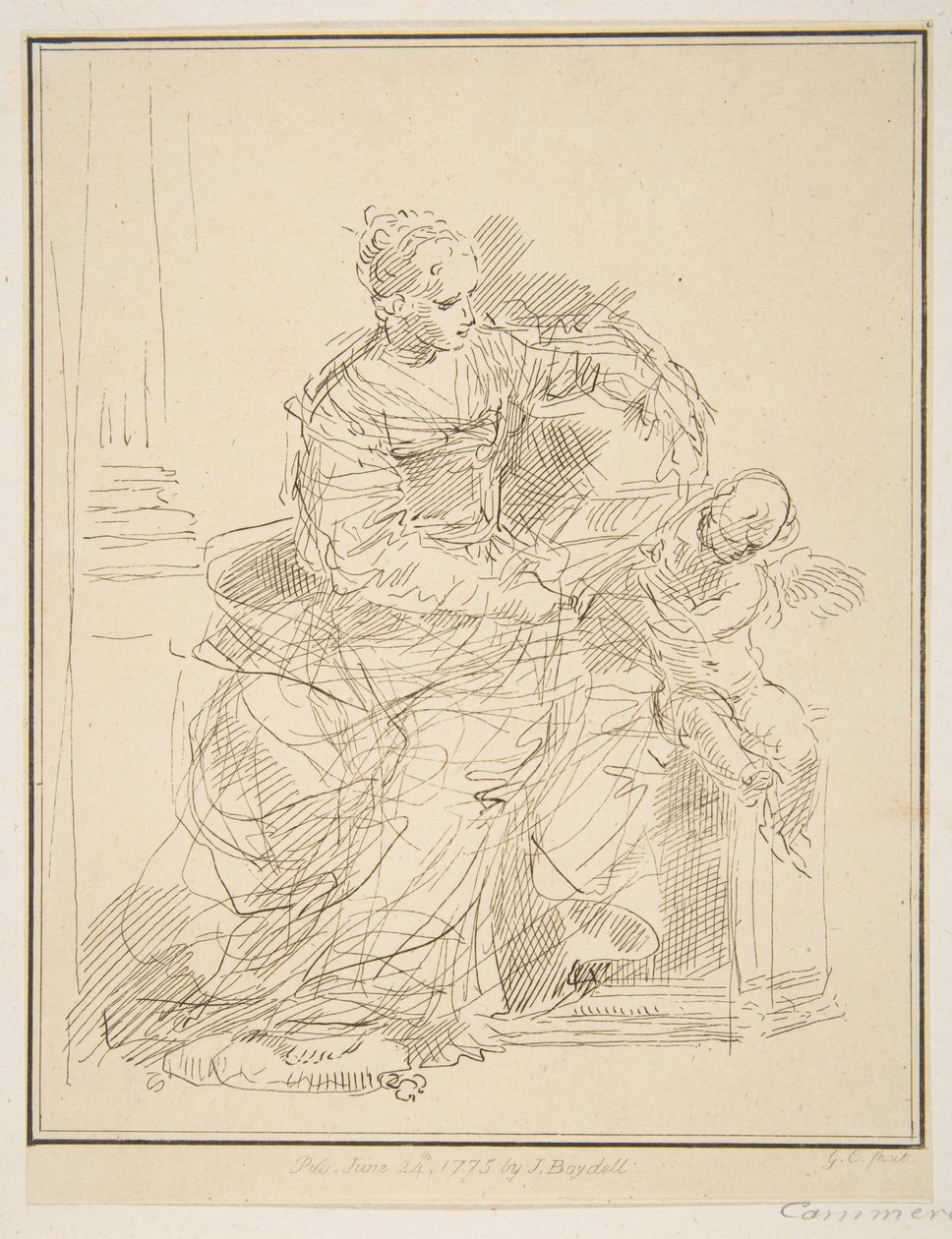 Siddende kvinde med putto, 1775. af Unbekannt