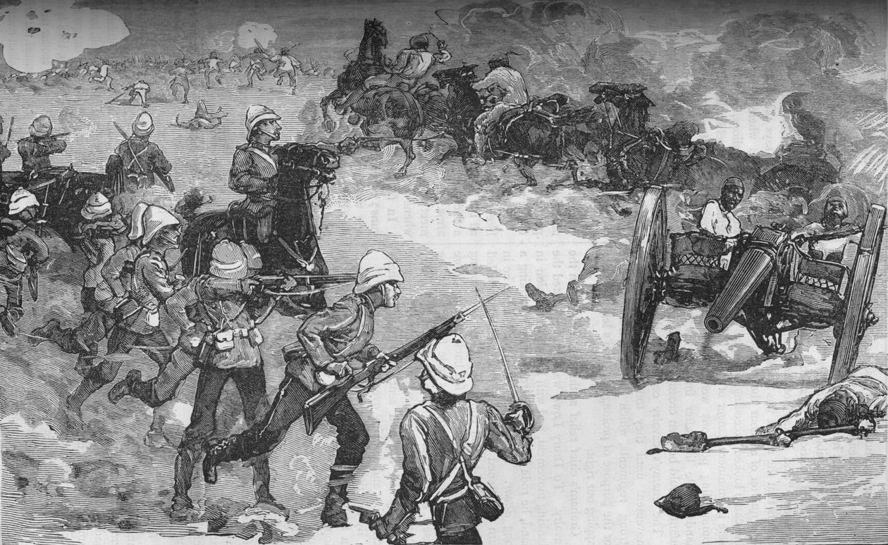 Andet slag ved Kassassin 9. september: Tilfangetagelse af to Krupp-våben af Royal Marines, c1882 af Unbekannt