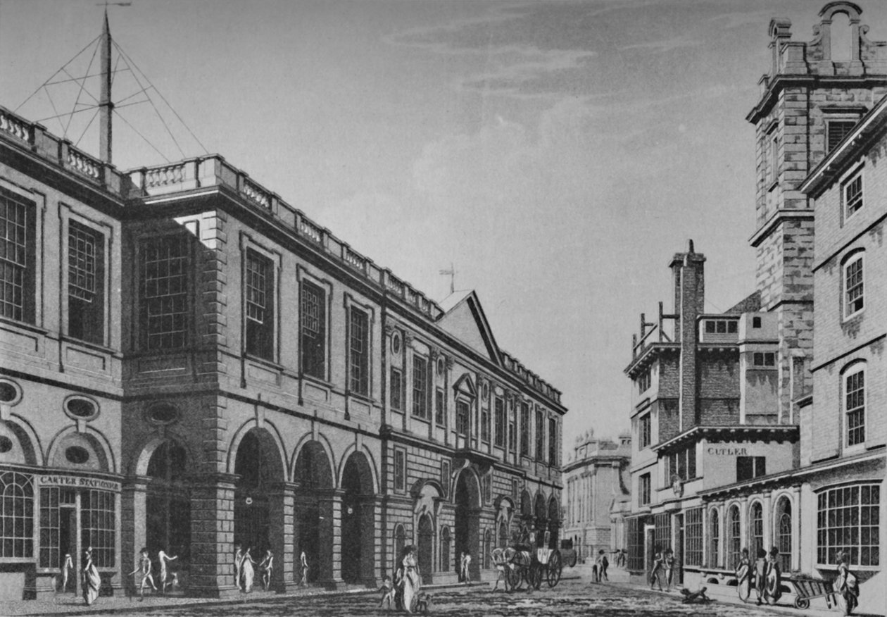 Anden Royal Exchange, North Front, i 1798. Viser ydre af Lloyds Rooms, 1928 af Unbekannt