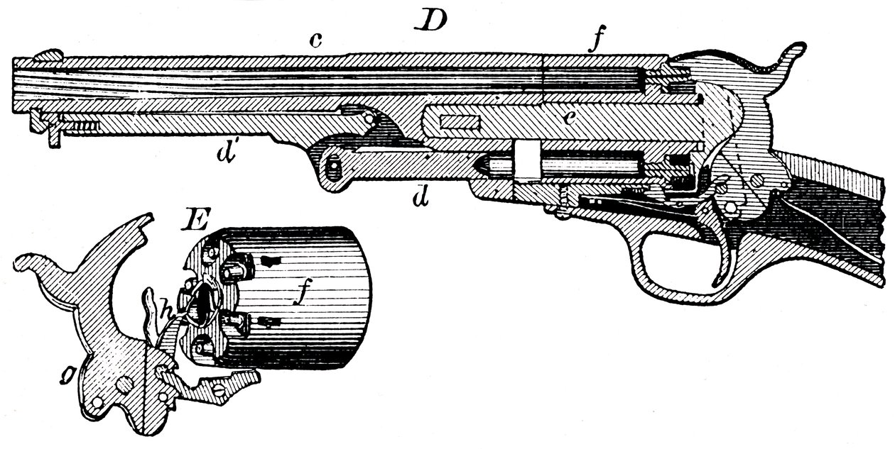 Snitbillede af Colt-revolveren, c1880 af Unbekannt