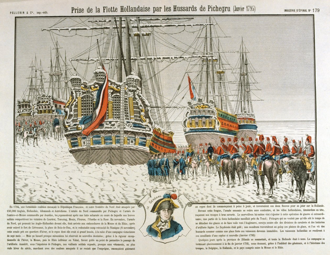 Beslaglæggelse af den hollandske flåde af tropperne fra Pichegru, januar 1795, 1800-tallet af Unbekannt