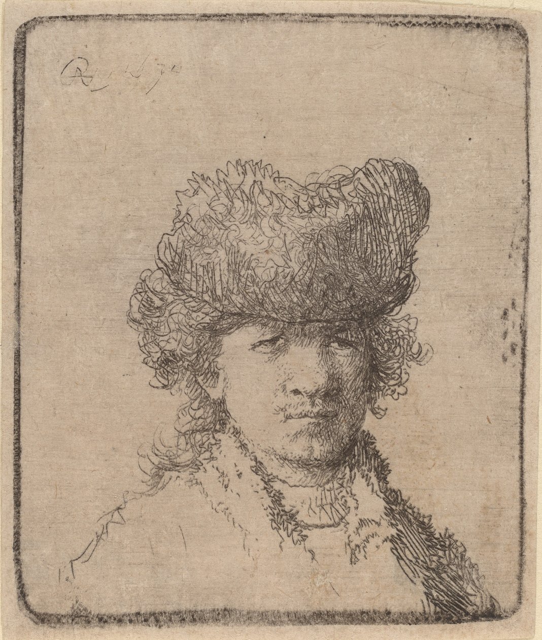 Selvportræt i en pelshue, 1630. af Unbekannt