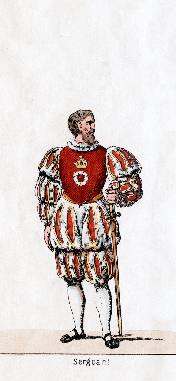 Sergent, kostumedesign til Shakespeares skuespil, Henry VIII, 1800-tallet af Unbekannt