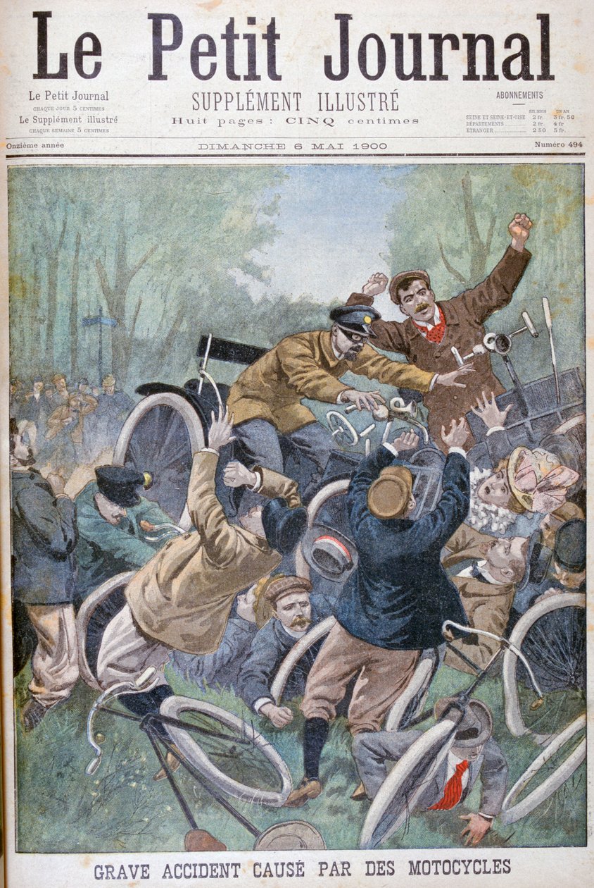 Alvorlig ulykke forårsaget af cykler, Paris, 1900 af Unbekannt