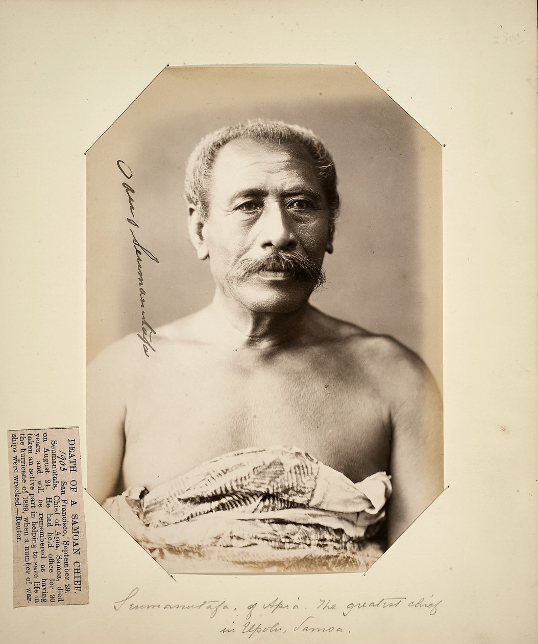 Seumanutafa, af Apia. Den største høvding i Upolu, Samoa (albumtryk) af Unbekannt