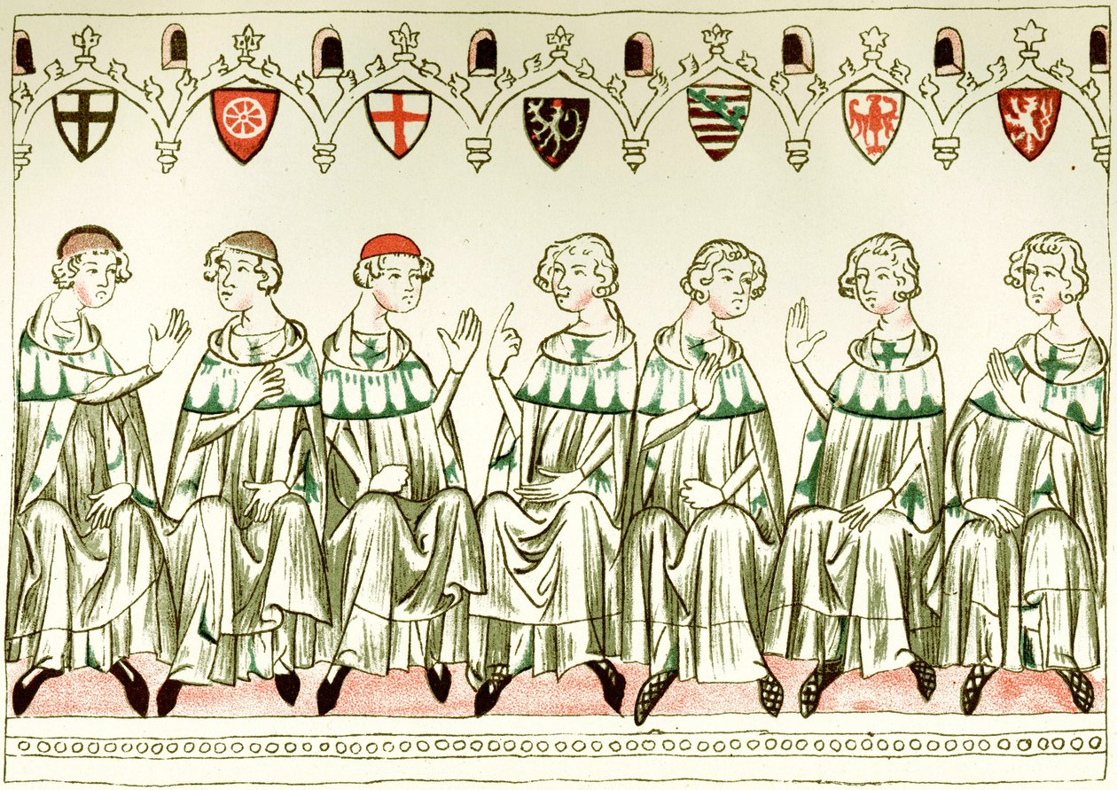 Syv kurfyrste stemmer på Henrik VII, den hellige romerske kejser Kopi af en miniature fra Balduineum, 1341 af Unbekannt