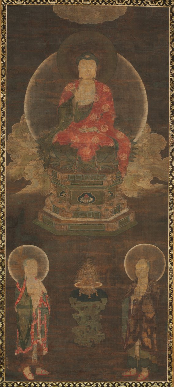 Shakyamuni Triad: Buddha Deltaget af Manjushri og Samantabhadra Buddha, slutningen af 1300-tallet. af Unbekannt