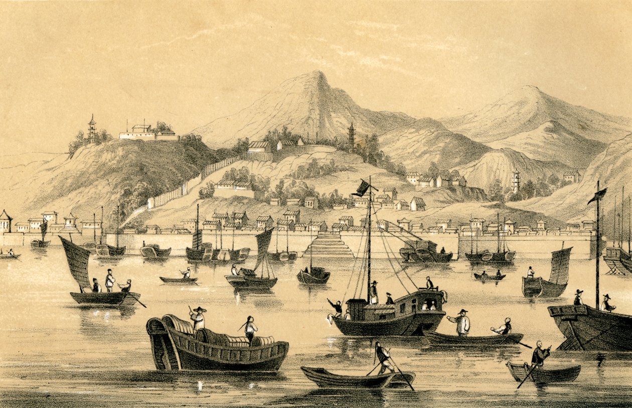 Shanghai, en af de fem havne åbnet af den sene traktat til britisk handel, 1847 af Unbekannt