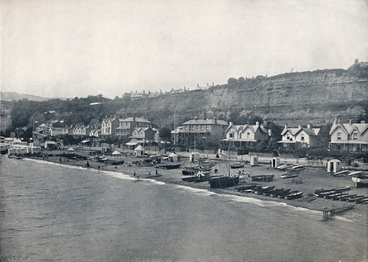 Shanklin - Udsigt over stranden og højderne, 1895 af Unbekannt