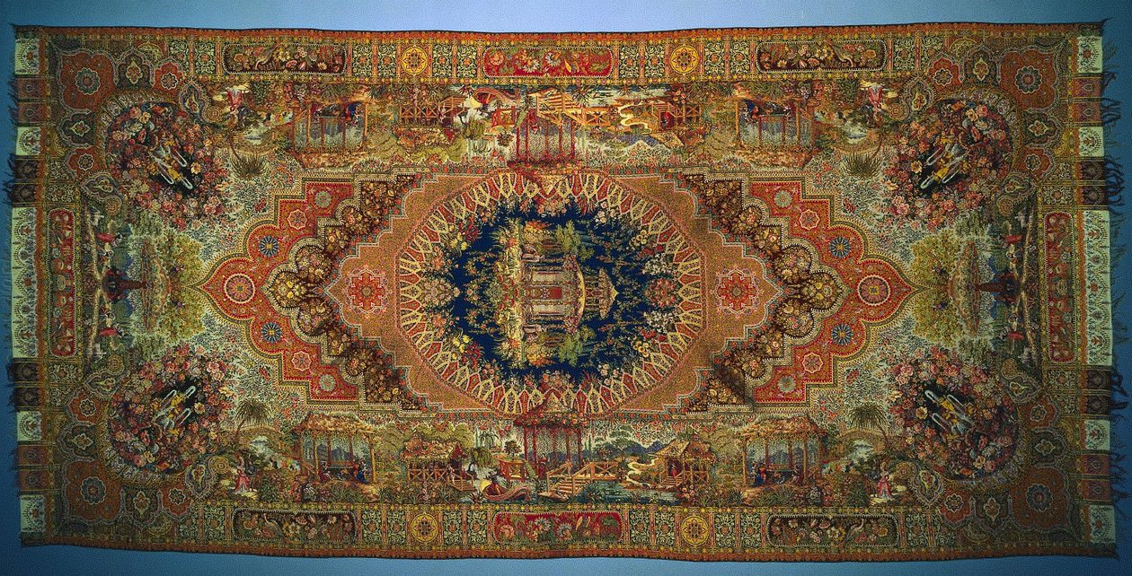 Sjal med genrescener, 1875-1899. af Unbekannt