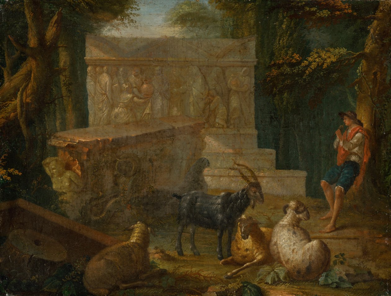 Hyrde nær Antique Relief af Unbekannt