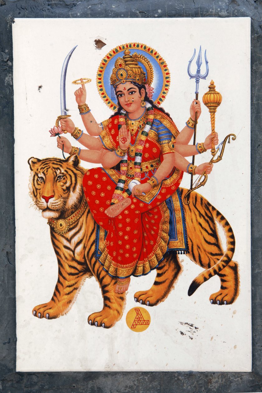 Sherawali og Jagdamba. Fox i det nordlige Indien synger i prisen for hendes Jai Mata Di, hun er den samme Durga eller Shakti. af Unbekannt