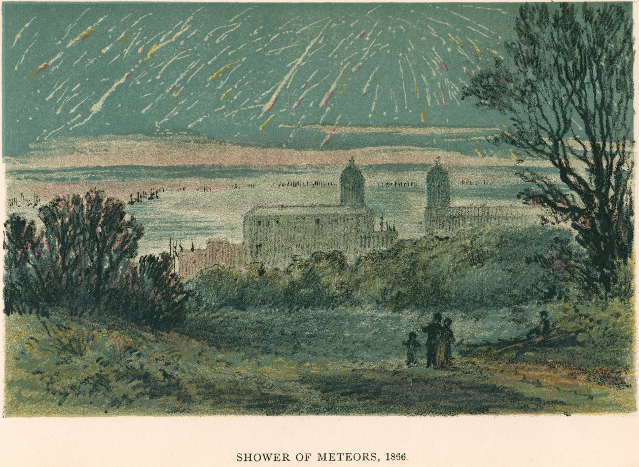 Byge af meteorer Leonider observeret over Greenwich, London, 1866 1884 af Unbekannt