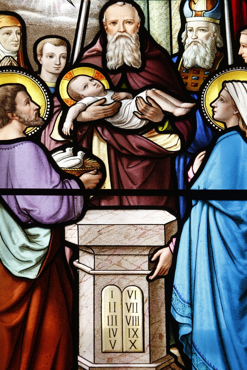 Vor Frue af la Salettes helligdom Glasmaleri Præsentation af Jesus ved templet, La Salette, Frankrig af Unbekannt