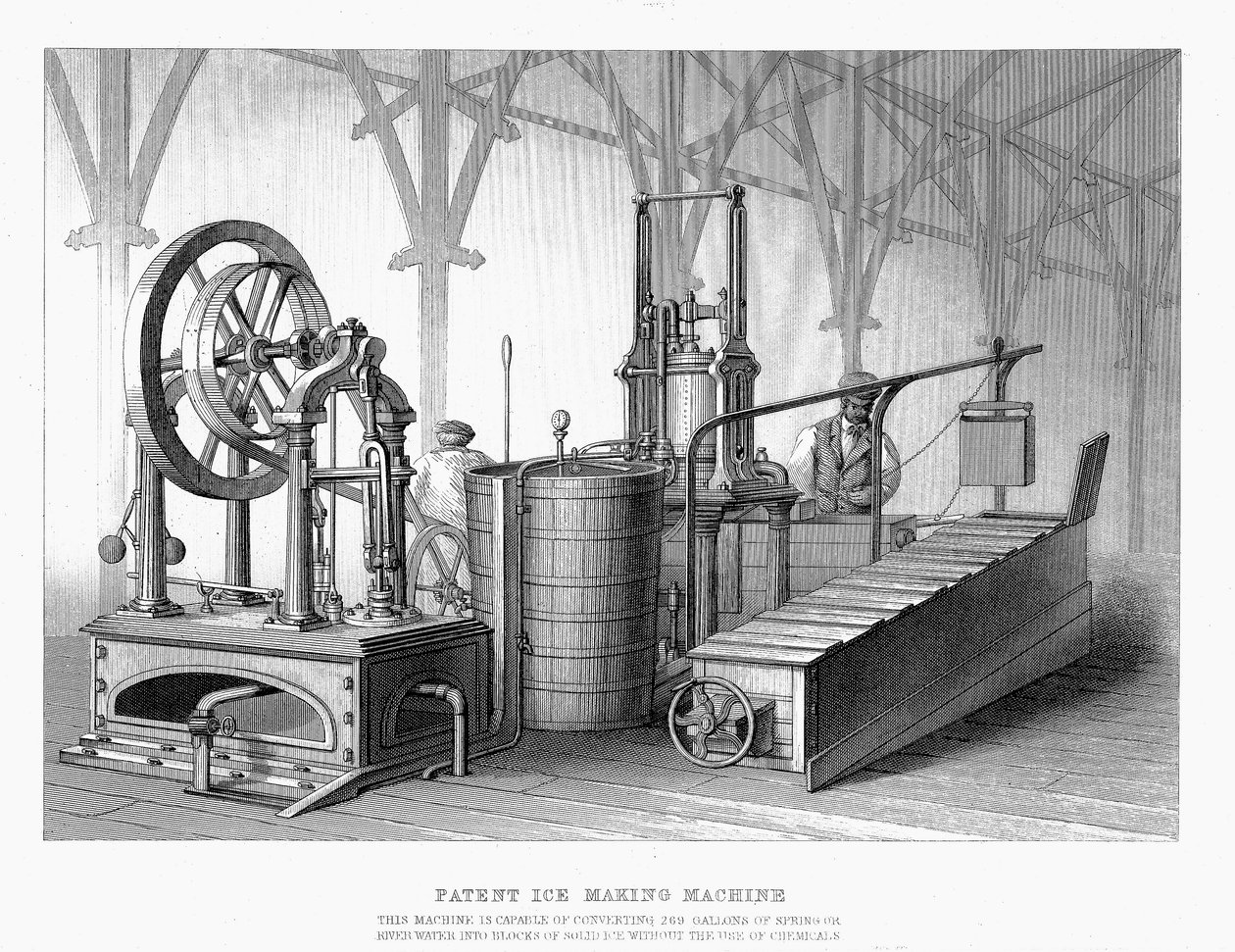 Siebe og Harrisons patent-isfremstillingsmaskine, 1862 af Unbekannt