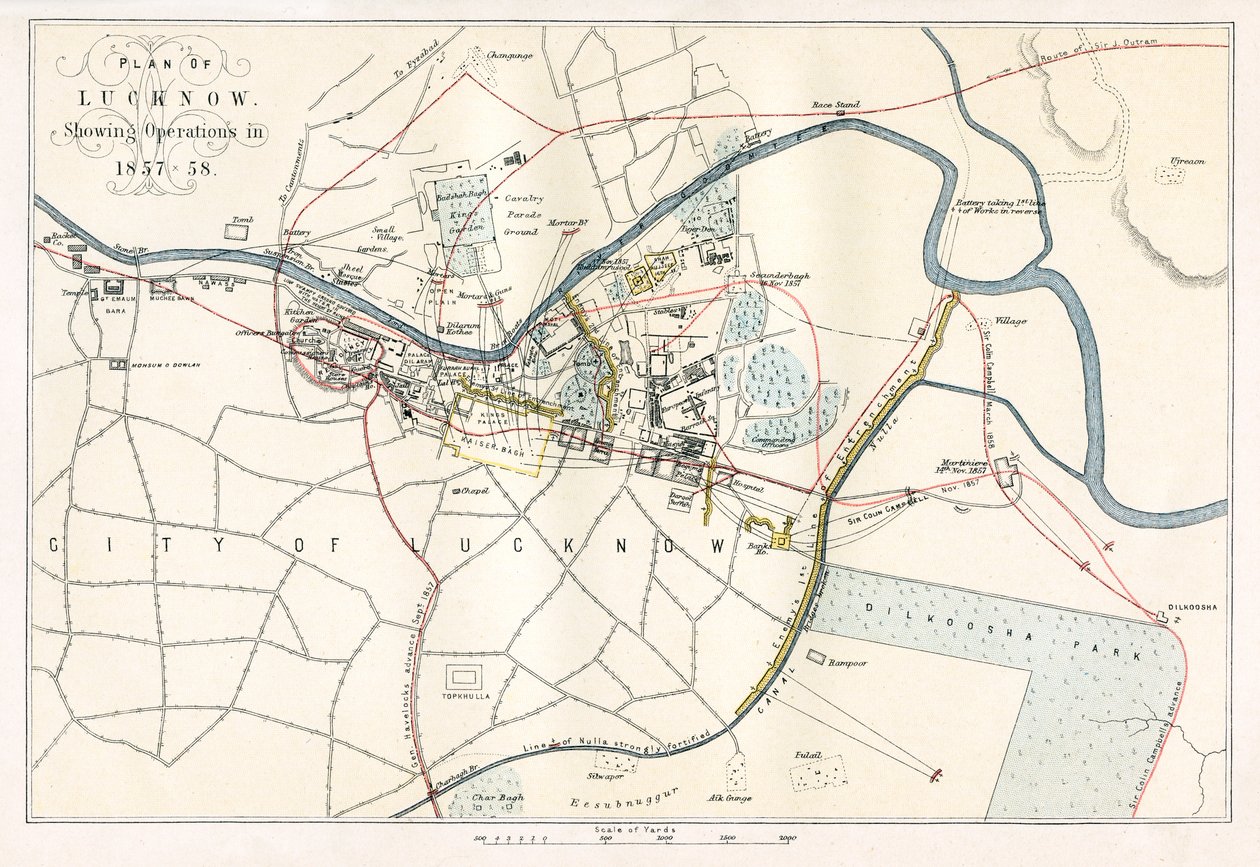 Belejring af Lucknow, Indien, 1857, 1893 af Unbekannt