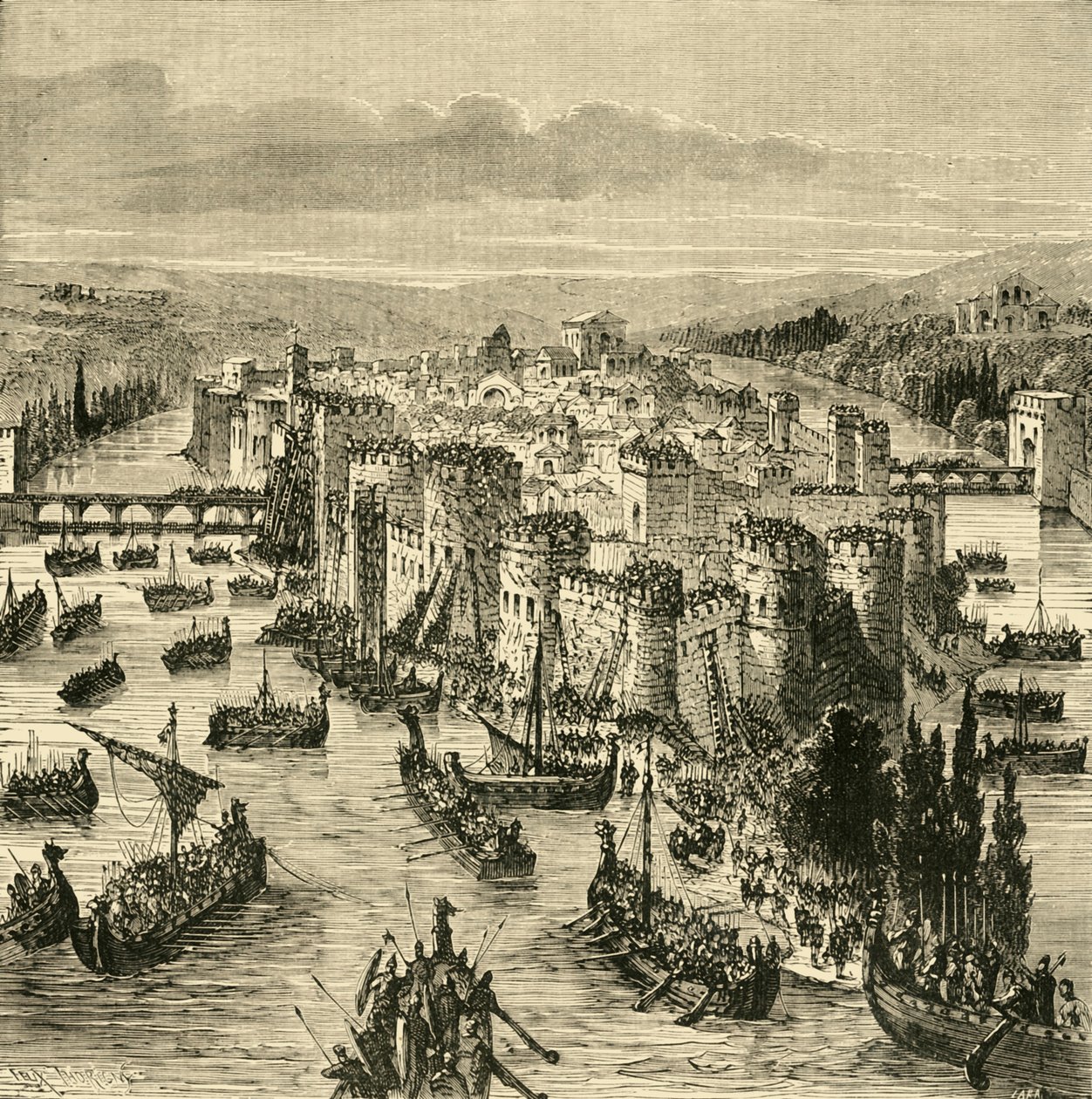 Nordboernes belejring af Paris, 845, 1890. af Unbekannt