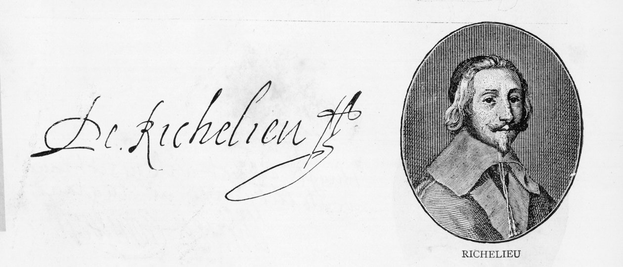 Underskrift af kardinal Richelieu (pen & blæk på papir) af Unbekannt