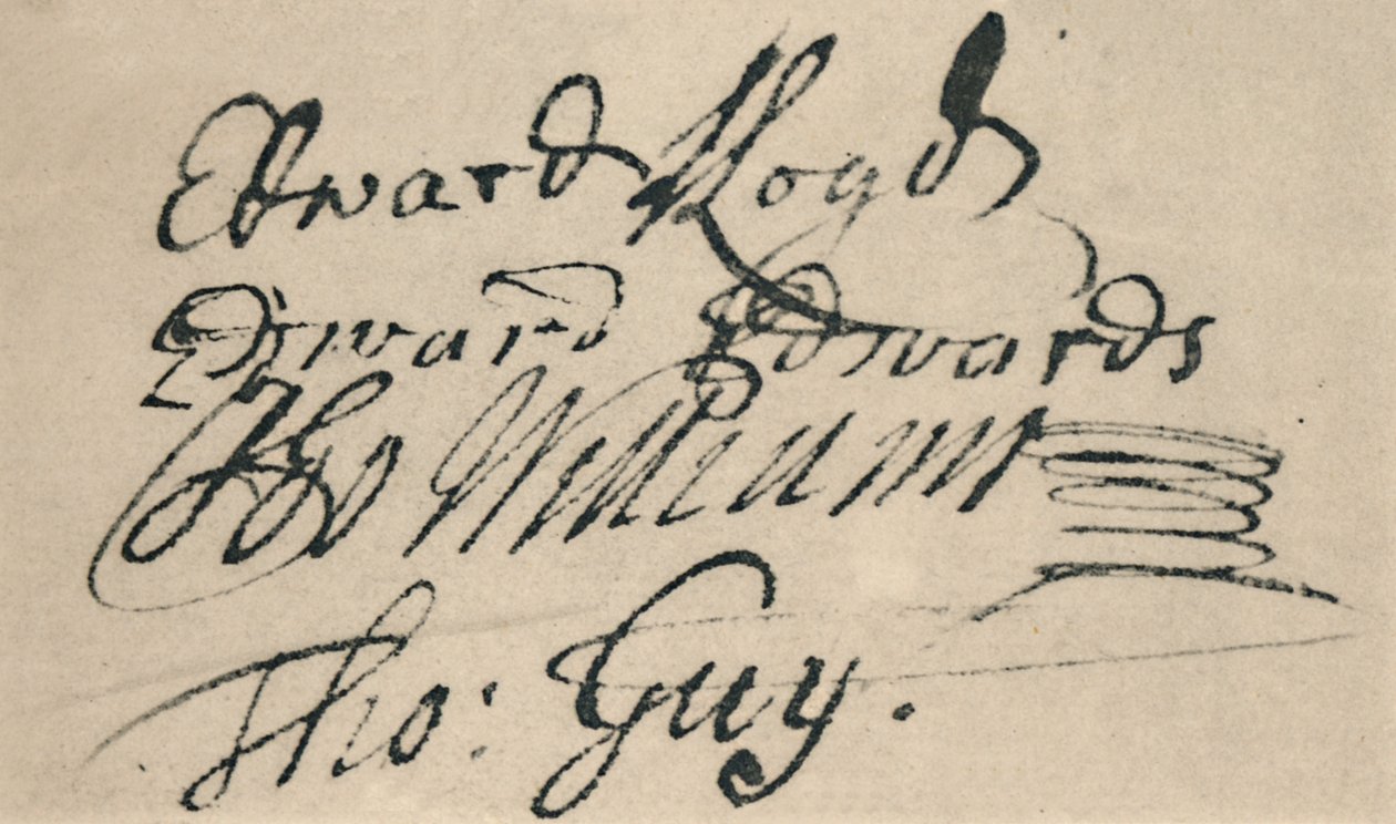 Signatur af Edward Lloyd, 1692, 1928 af Unbekannt