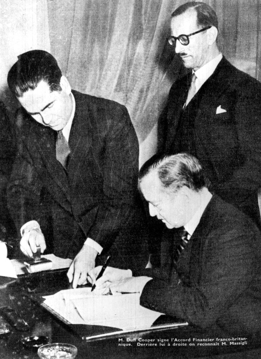 Underskrivelse af finansiel aftale mellem Storbritannien og de frie franskmænd, Algier, 8. februar 1944 af Unbekannt
