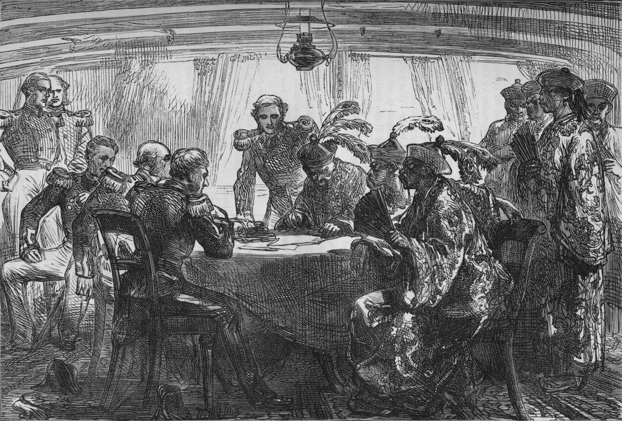 Underskrivelse af Nankin-traktaten, c1880 af Unbekannt