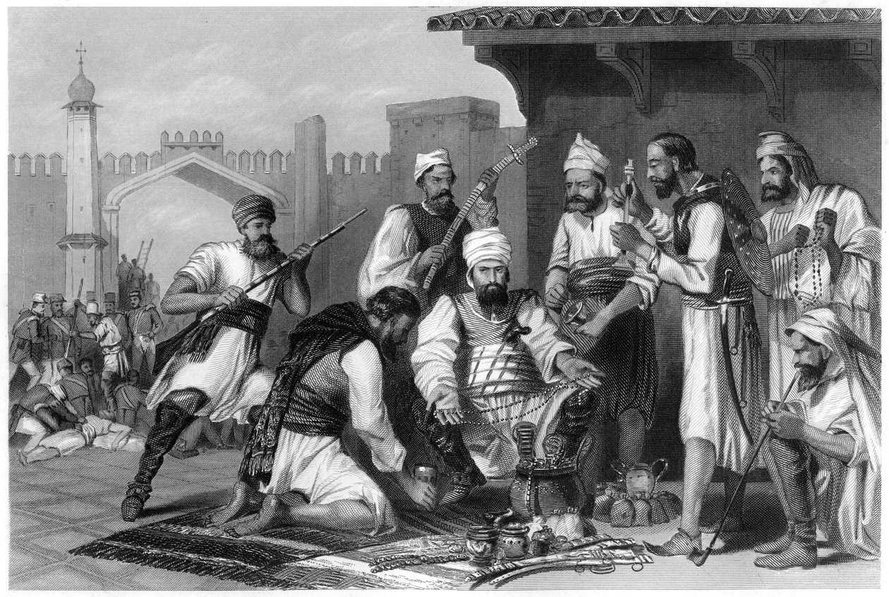 Sikh-tropper deler byttet taget fra mytterister, 1857, c1860 af Unbekannt