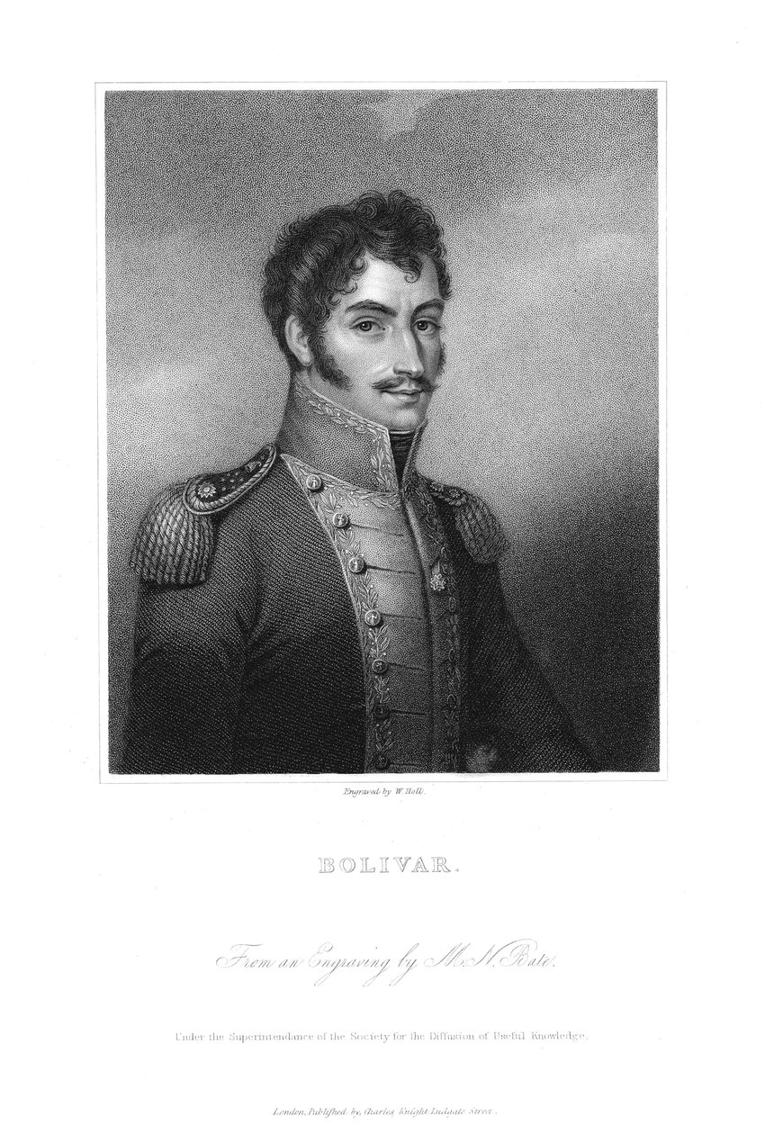 Simon Bolivar, sydamerikansk revolutionær fra det 19. århundrede af Unbekannt