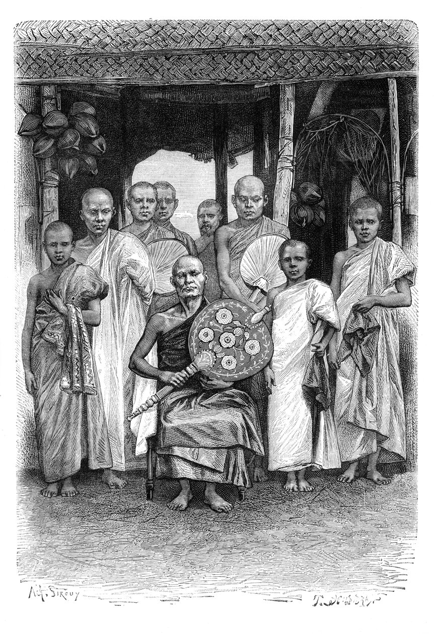 Singhalesiske buddhistiske præster, Sri Lanka, 1895 af Unbekannt